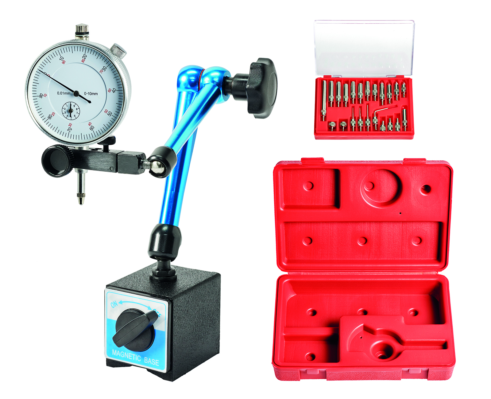 Profi Magnetstativ Messstativ Messuhrhalter Zentralklemmung Mit Messuhr 0-10mm 